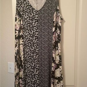 J Jill Black and White Sleeveless Wearever Collection Dress Size L